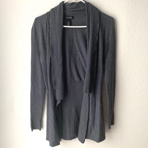 White House Black Market Gray Open Front Cardigan